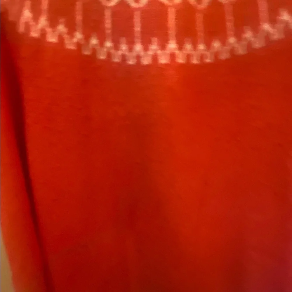 Talbots Fair Isle Wool-Blend Sweater Women's Large Coral White Warm Cozy SKU355 - Picture 6 of 8